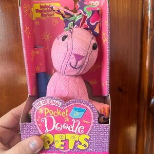 1996 Tyco Pocket Doodle Pets Bunny Plush Stuffed Animal.